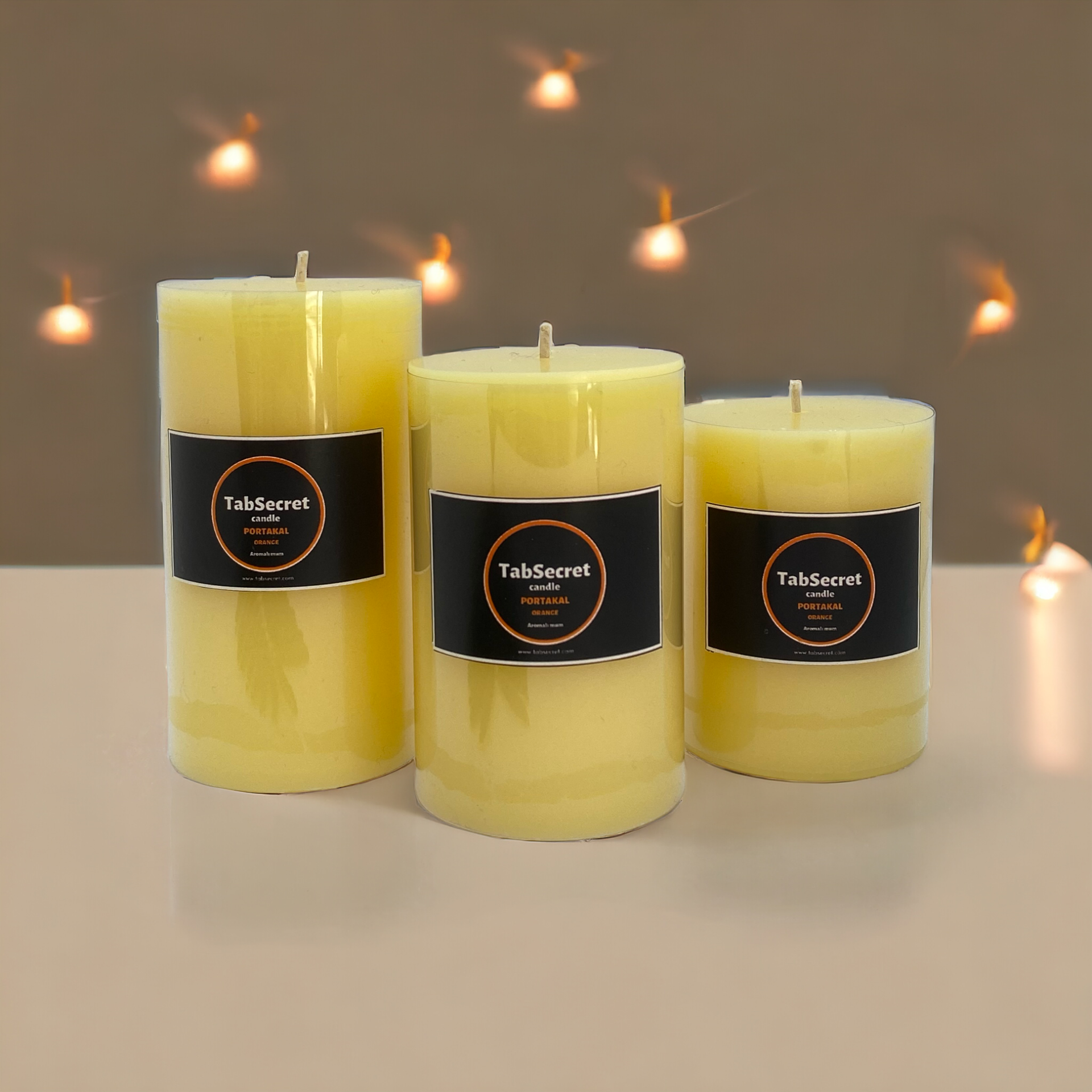 Aromalı 3'lü Mum Seti Sarı - Portakal