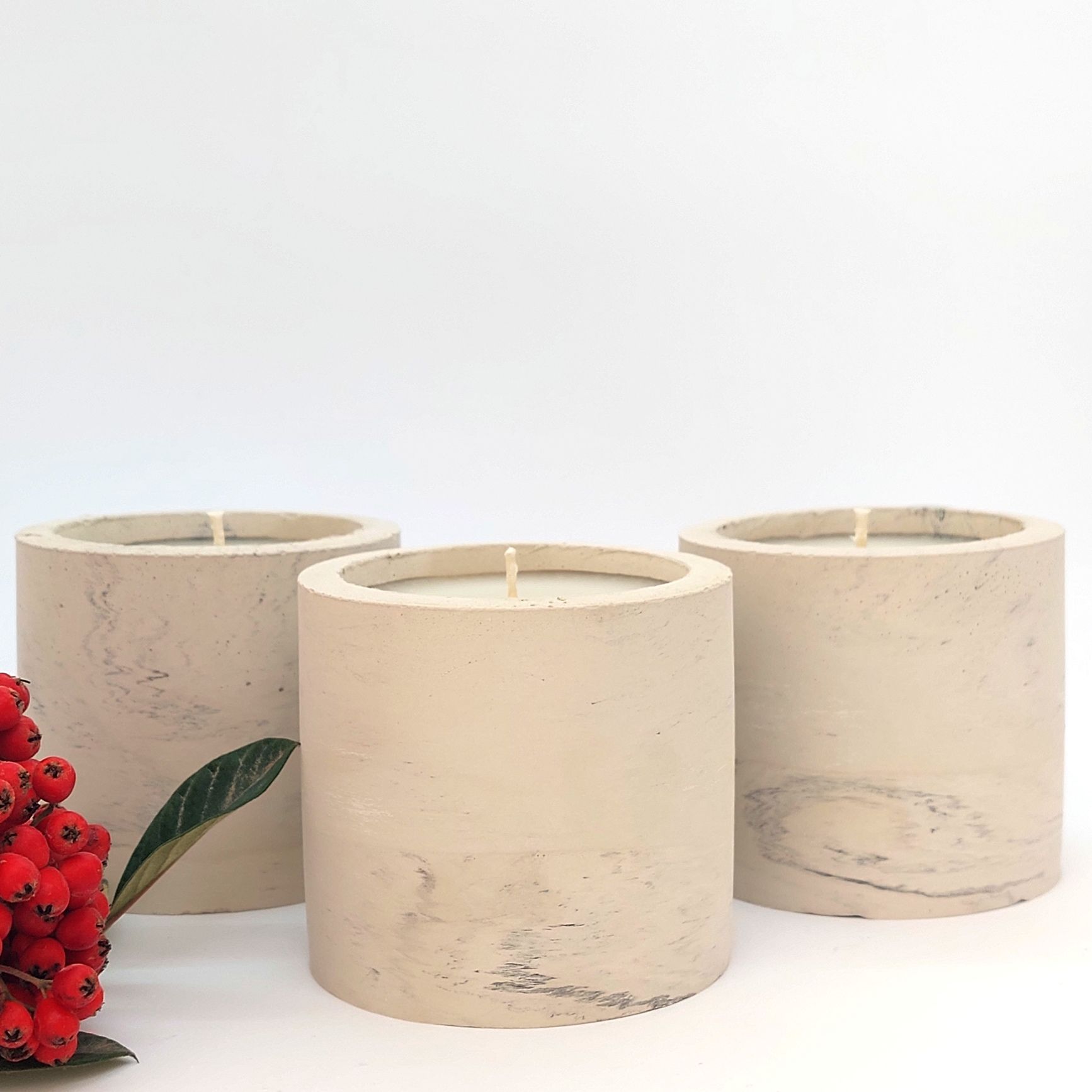 Tanıtıma Özel Fiyat / 3'lü Beton Mum Seti Mocha Aromalı