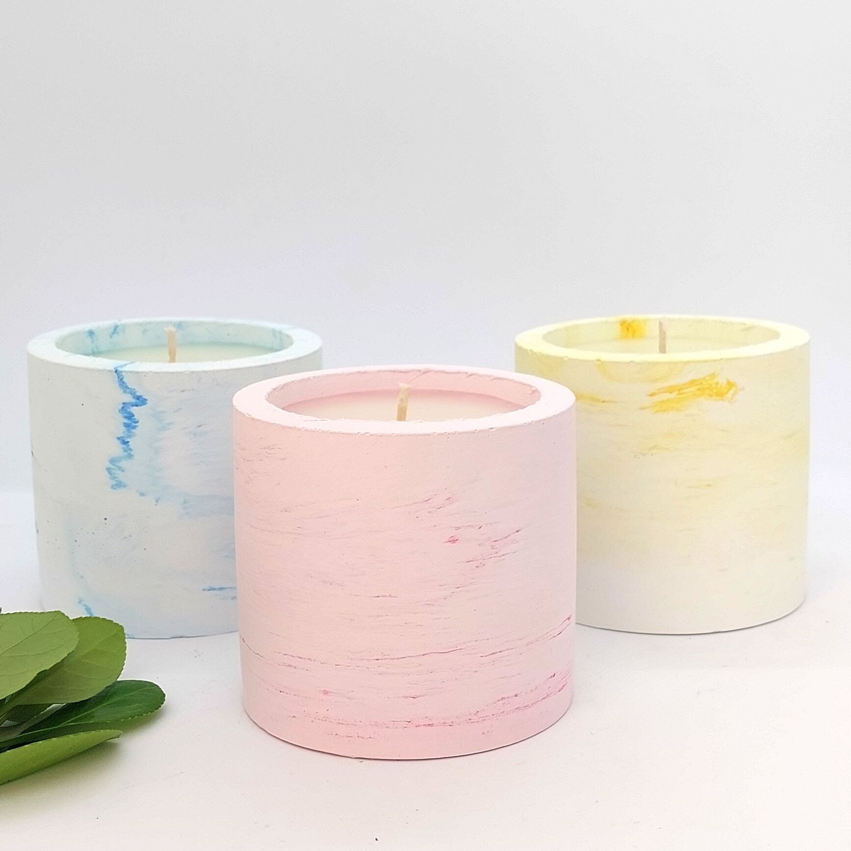 Tanıtıma Özel Fiyat / 3'lü Beton Mum Seti Tropikal Meyve Aromalı