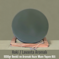 1000gr Renkli ve Aromalı Hazır Mum Yapım Kiti Haki Renk / Lavanta Aromalı