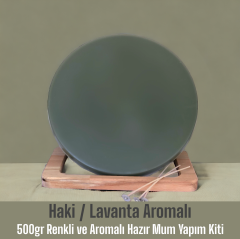 500gr Renkli ve Aromalı Hazır Mum Yapım Kiti Haki Renk / Lavanta Aromalı