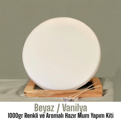1000gr Renkli ve Aromalı Hazır Mum Yapım Kiti Beyaz Renk / Vanilya Aromalı