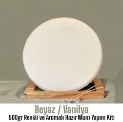 500gr Renkli ve Aromalı Hazır Mum Yapım Kiti Beyaz Renk / Vanilya Aromalı