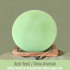 500gr Renkli ve Aromalı Hazır Mum Yapım Kiti  Açık yeşil Renk / Elma Aromalı