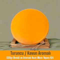 500gr Renkli ve Aromalı Hazır Mum Yapım Kiti Turuncu Renk / Kavun Aromalı
