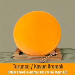 1000gr Renkli ve Aromalı Hazır Mum Yapım Kiti  Turuncu Renk / Kavun Aromalı