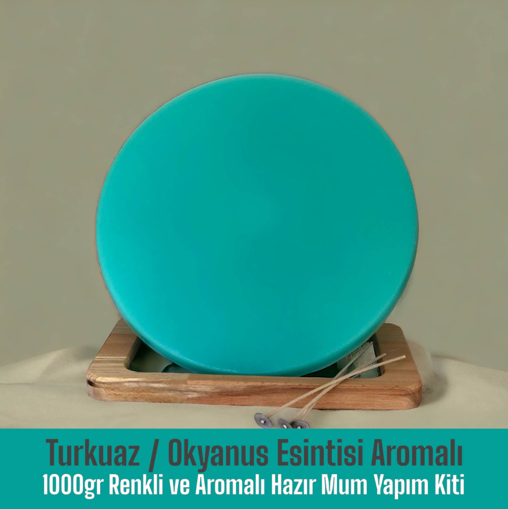 1000gr Renkli ve Aromalı Hazır Mum Yapım Kiti  Turkuaz Renk / Oceans Aromalı