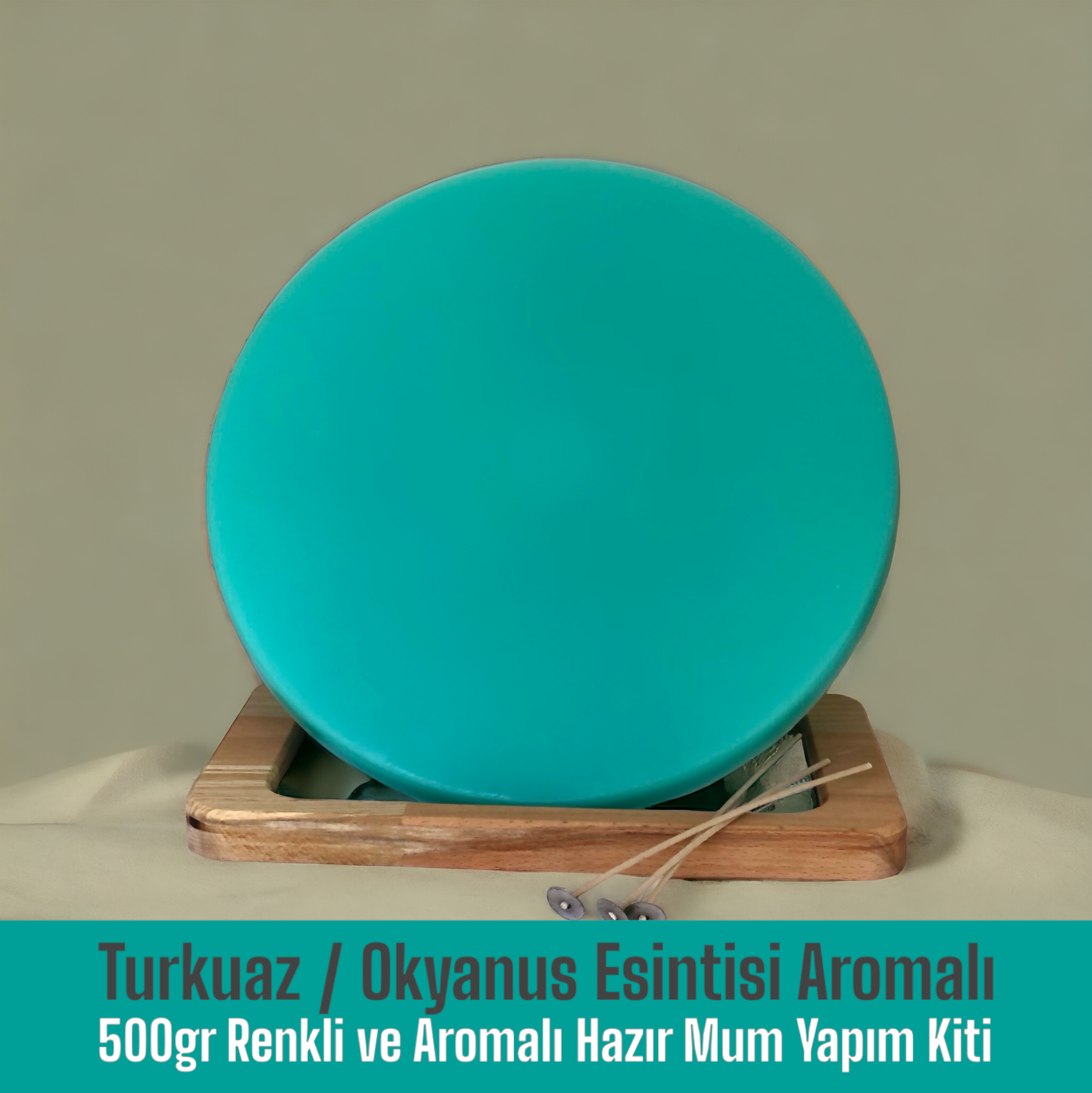 500gr Renkli ve Aromalı Hazır Mum Yapım Kiti Turkuaz Renk / Oceans Aromalı