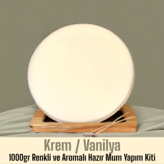 1000gr Renkli ve Aromalı Hazır Mum Yapım Kiti Krem Renk / Vanilya Aromalı