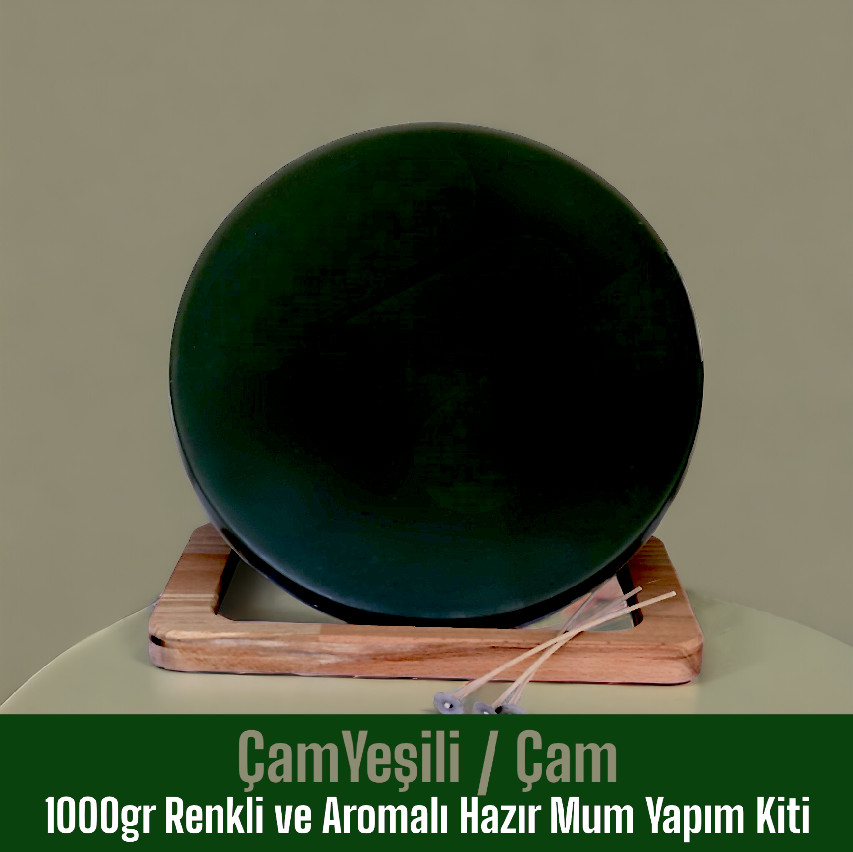 1000gr Renkli ve Aromalı Hazır Mum Yapım Kiti  Koyu Yeşil Renk / Çam Aromalı