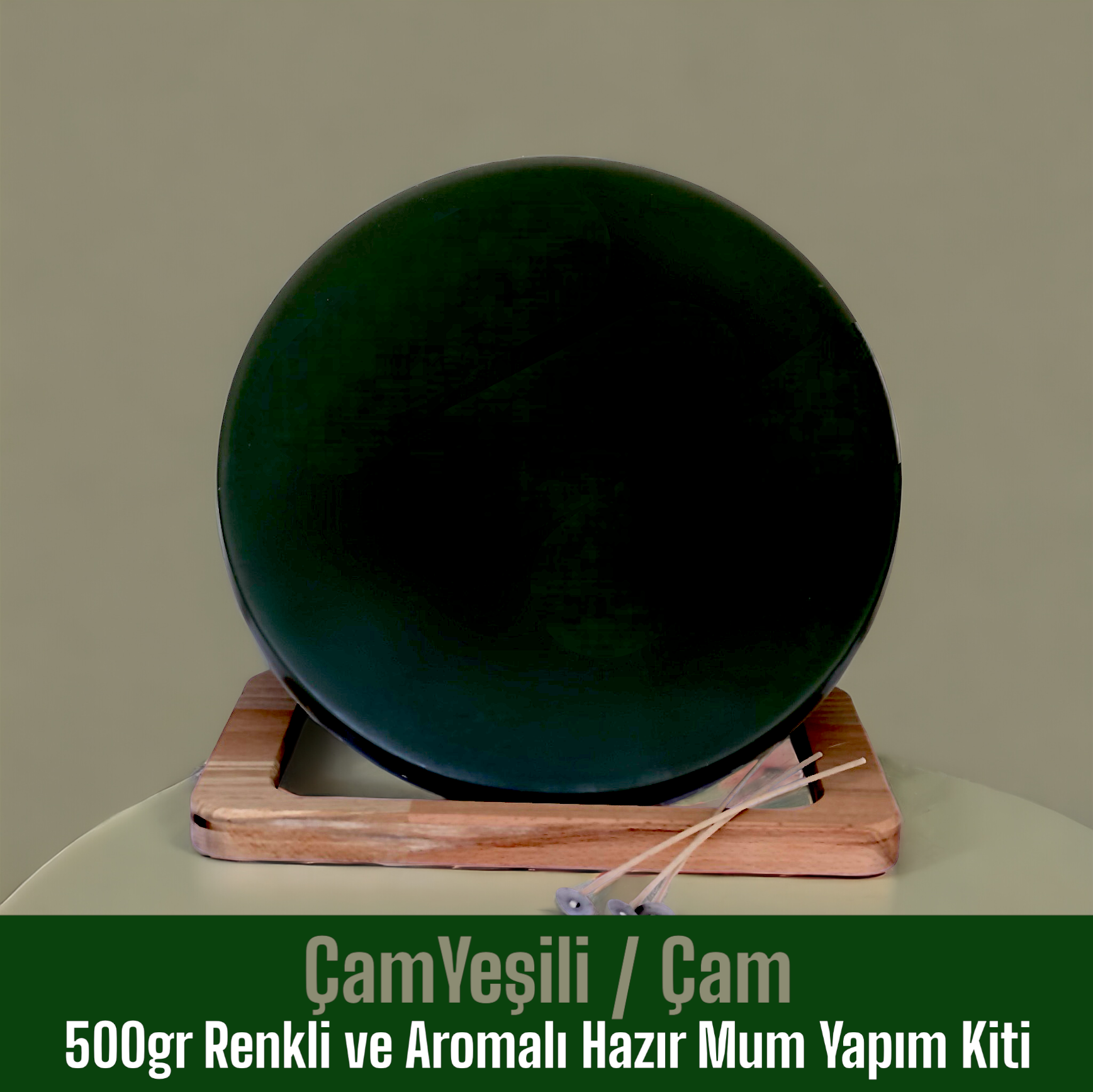 500gr Renkli ve Aromalı Hazır Mum Yapım Kiti  Koyu Yeşil Renk / Çam Aromalı