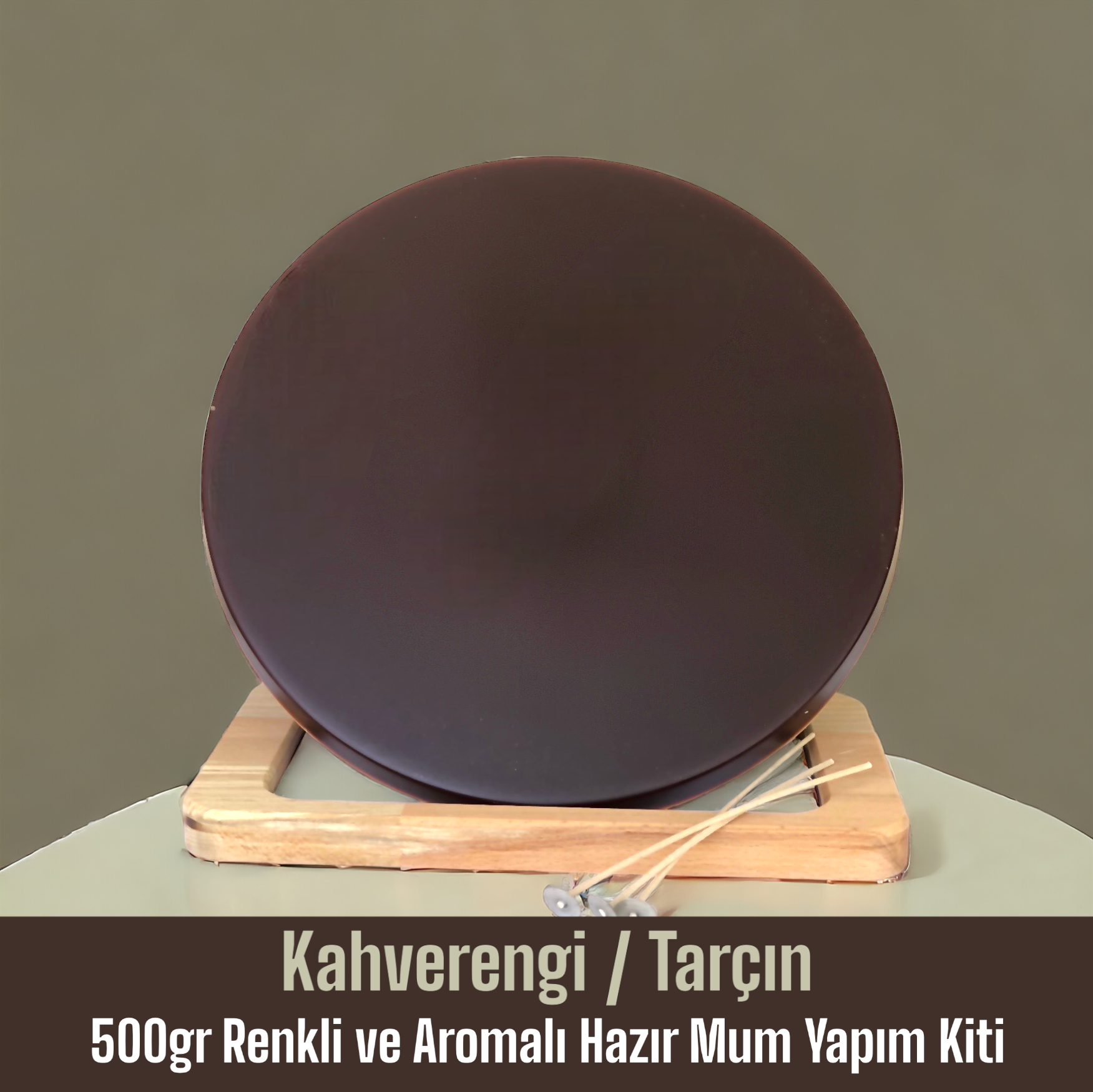 500gr Renkli ve Aromalı Hazır Mum Yapım Kiti Koyu Kahve Renk / Tarçın Aromalı