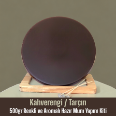 500gr Renkli ve Aromalı Hazır Mum Yapım Kiti Koyu Kahve Renk / Tarçın Aromalı