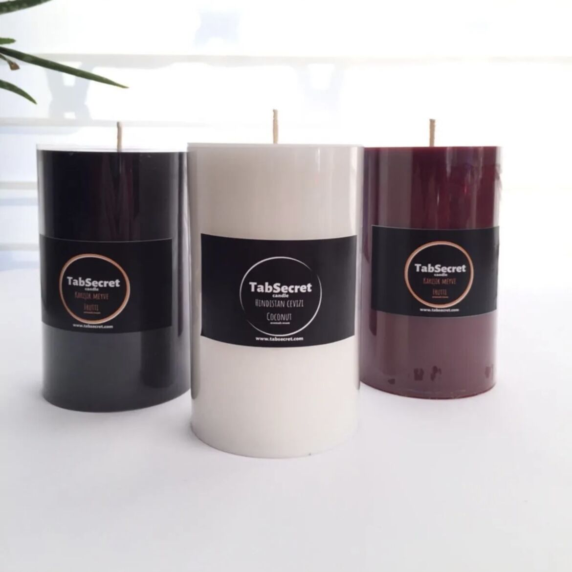 Büyük Boy  Aromalı 3' lü  Sütun Mum Seti 8x13cm