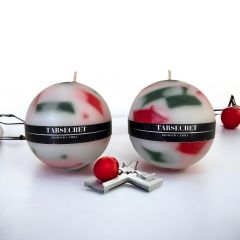 Yılbaşı 2 li Top Mum Seti / Bolluk ve Bereket Topları Nar Tarçın Aromalı