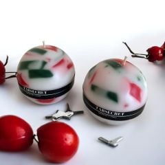 Yılbaşı 2 li Top Mum Seti / Bolluk ve Bereket Topları Nar Tarçın Aromalı